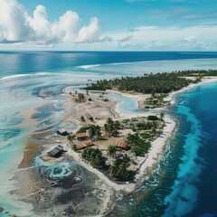 Wall Mural - Aerial view of Kiribati inn the middle of the Pacific