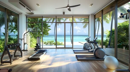 Wall Mural - Fitness area in a luxury hotel room img