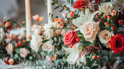 Poster - Floral compositions for the interior with roses lilies image