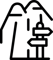 Poster - hiking signpost is indicating multiple paths for hikers on a mountain trail