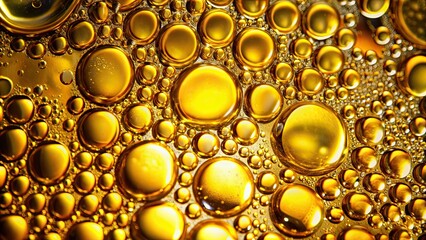 Wall Mural - Abstract macro shot of golden liquid bubbles with yellow and gold textures, abstract, macro, golden, liquid, bubbles, yellow