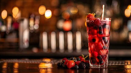 Wall Mural - Berry cocktail in a tall glass