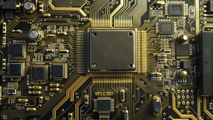 Sticker - Electronic circuit board with intricate patterns and components, technology, electronics, PCB, computer