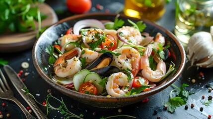 Poster - Ensalada de mariscos salad with seafood such img