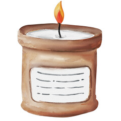 Poster - watercolor cozy candle painted