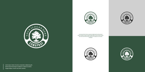 Wall Mural - tree logo with circular badge style, logo design template.