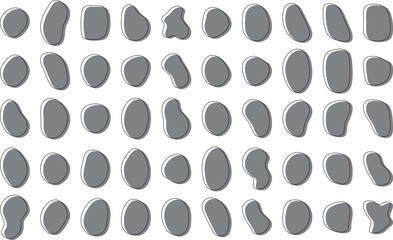 Wall Mural - かわいい抽象的な流体シェイプの楕円フレーム　ベクター　白黒　Set of cute abstract shapes.Vector loose frame.Abstract Wave on Background. Vector Illustration.