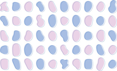 Wall Mural - かわいい抽象的な流体シェイプの楕円フレーム　ベクター　ピンク　紫　Set of cute abstract shapes.Vector loose frame.Abstract Wave on Background. Vector Illustration.