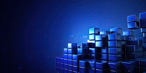 Wall Mural - Dark blue background with cubes for a striking and modern look, , cubes, abstract, geometric, pattern, design, backdrop