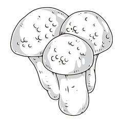 Canvas Print - Bunch mushrooms detailed logotype monochrome