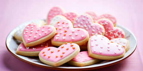 Sticker - Heart-shaped Cookies on Pink Plate