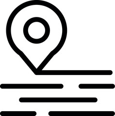 Poster - Black outline icon of a location pin pointing a spot on a digital road map