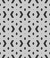 Wall Mural - Vector seamless pattern. Repeating geometric tiles. Rhombuses, geometric shapes pattern. Modern stylish texture. Geometric lattice pattern. Vector monochrome mosaic background.