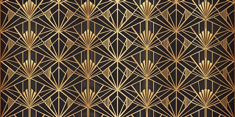 Elegant abstract luxury art deco seamless pattern featuring delicate golden geometric lines, vintage decorative minimalist texture, and ornate details perfect for wallpaper, banners, or cards.