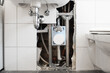 © Axel Bueckert - main water pipe and shut off valve installation in domestic bathroom