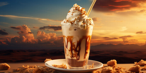 Canvas Print - iced coffee drink with whip cream