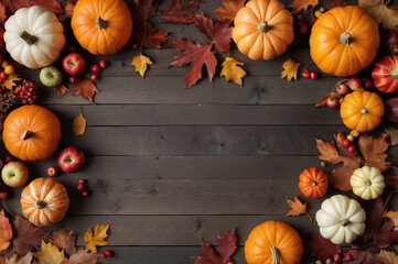 Wall Mural - halloween pumpkins on a table