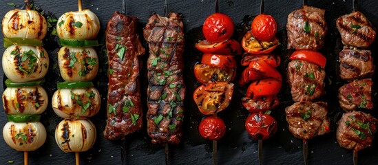 Sticker - Grilled Skewers of Onions, Tomatoes, and Beef