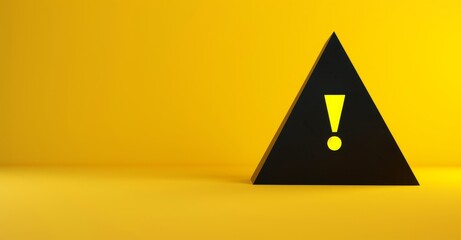 Fototapete - Yellow warning sign symbol or alert safety danger caution illustration icon with exclamation triangle and secure alarm on attention traffic background. 3D render.
