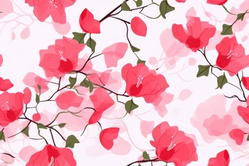 Wall Mural - Seamless Floral Pattern with Delicate Pink Flowers