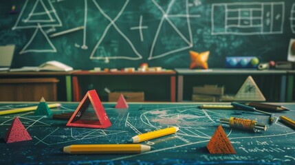 Sticker - Geometric Shapes On A Chalkboard.