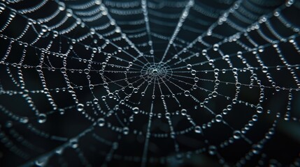 A spider web on a black background.