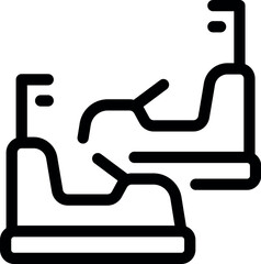 Poster - line art icon of bumper cars colliding in an amusement park attraction