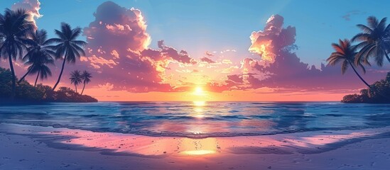 Sticker - Tropical Sunset over a Pristine Beach