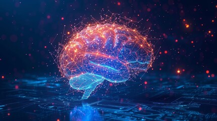 Poster - A dramatic representation of the human brain composed entirely of data signifying the mental complexity of data scientists  AI generated illustration
