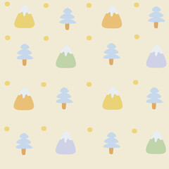 pattern of mountain and tree. good for kids clothes and tote bag