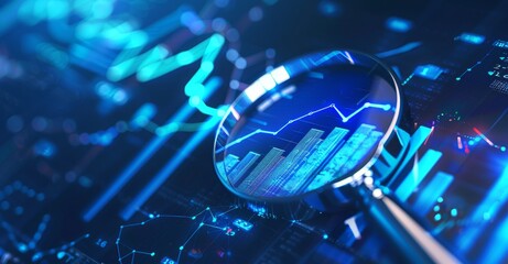 Wall Mural - An analysis of growth strategy business graphs on a data diagram of three-dimensional digital financial technology stock market or investment report.