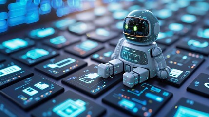 Poster - A high-tech chatbot providing solutions and resolving issues  AI generated illustration