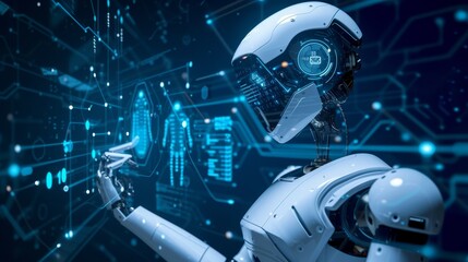 Poster - A high-tech chatbot providing solutions and resolving issues  AI generated illustration