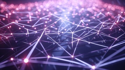 Poster - A labyrinth of geometric lines and dots symbolizing interconnected network nodes AI generated illustration