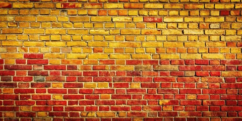 Sticker - Yellow and red brick wall with a rustic and textured appearance, brick, wall, texture, yellow, red, background, vintage