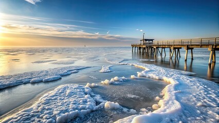 Poster - Frozen Harlesiel at the North Sea , frozen, Harlesiel, North Sea, ice, winter, cold, frost, seaside, coast, freeze, icy