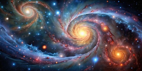 Wall Mural - dynamic galactic swirls and colorful star fields in mesmerizing astrophotography, galaxy, space, sta