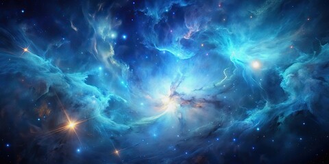 Wall Mural - ethereal nebula with shades of blue , cerulean, cosmos, ethereal, nebula, blue, space, universe, cel