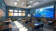 © benjamas - Modern Classroom Interior with Ocean View.