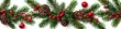© Bundi - The holiday garland with snowberries, green twigs, red decorations, and cones is isolated on white or transparent background