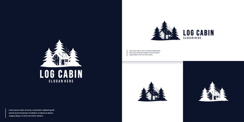 Wall Mural - forest lodge logo, hunting, campground, logo design vector.