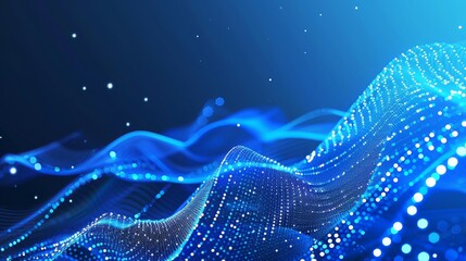 Poster - digital cyberspace abstract background with blue digital particles