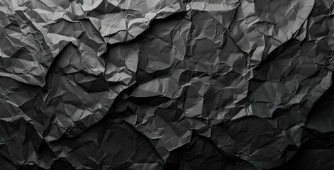 Sticker - Black crumpled paper texture background.