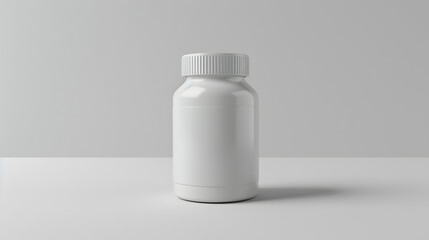 Poster - professional cgi shot of a white pill bottle, white label, no text