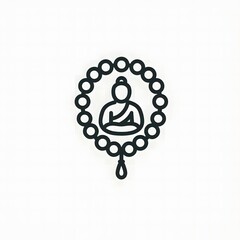 Fototapete - AI Generate of Simple design of One Line Icon Depicting of Buddha's Beads, Beads of Buddha, Isolated in White	