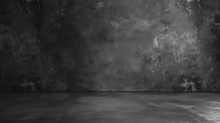 Poster - Grey background with black wall for writing ads and decoration in loft style Textured cement wall with copy space