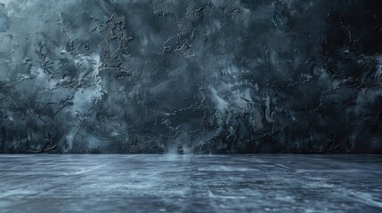 Poster - Grey background with black wall for writing ads and decoration in loft style Textured cement wall with copy space