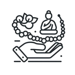 Fototapete - AI Generate of Simple design of One Line Icon Depicting of Buddha's Beads, Beads of Buddha, Isolated in White	