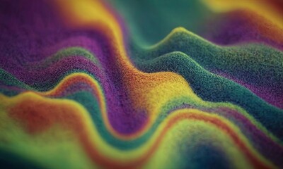 A colorful, abstract image of a wave with a purple and green stripe