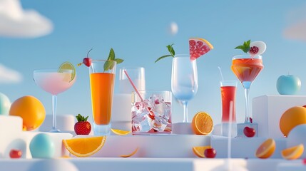 Wall Mural - Vibrant Cocktail-Inspired Visuals in a Presentation Setting